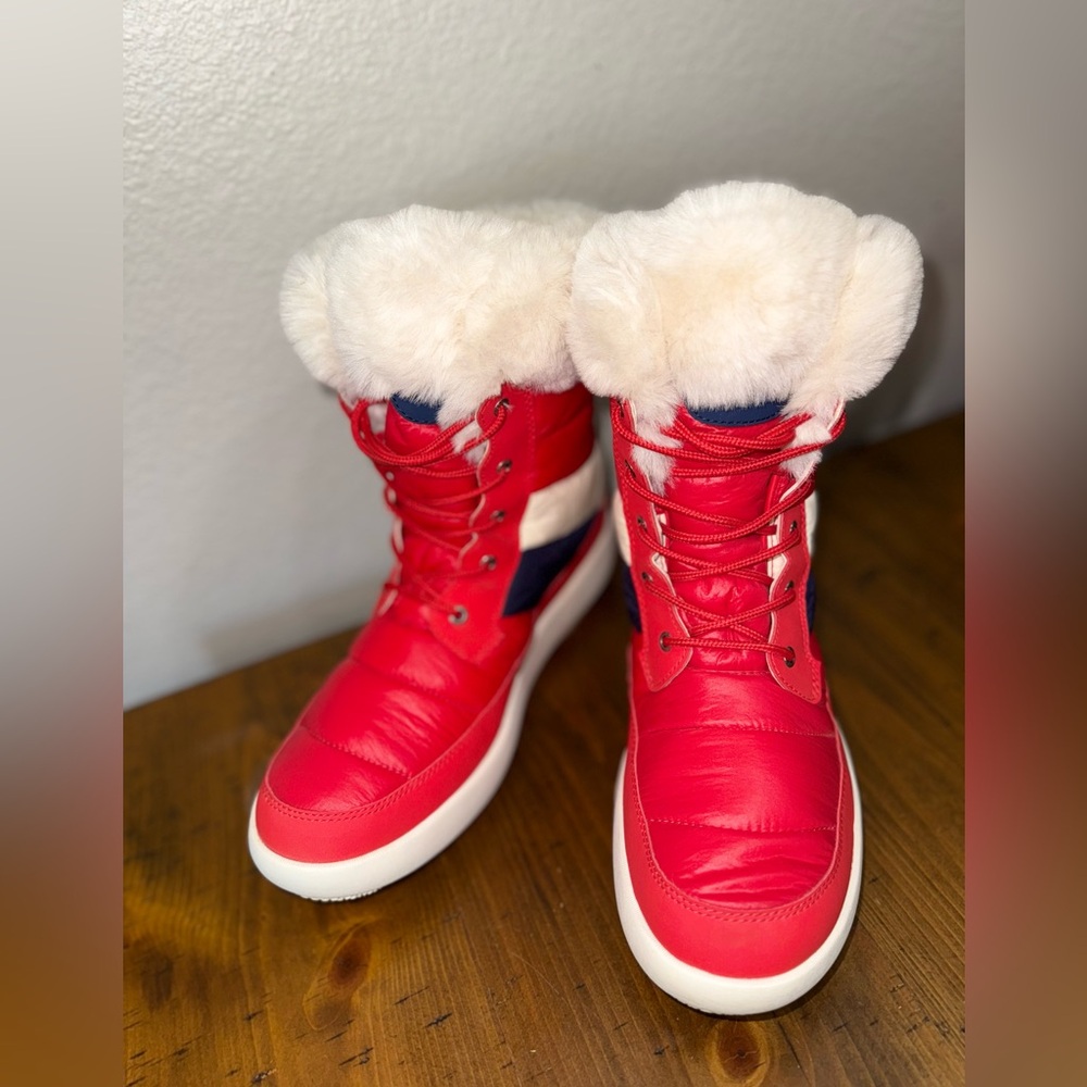 Sperry Plushwave Red Faux Fur Snow Boots Coastal Preppy Wintercore-Sz 10‎ - Picture 5 of 9